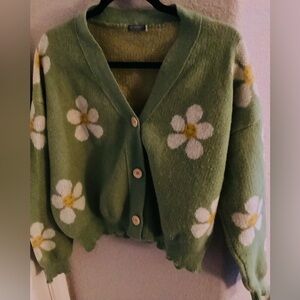 EARTHBOUND Green Floral Cardigan